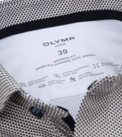 Olymp Luxor Overhemd Dessin Beige -Kleding Verkoop 77456 3