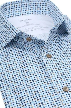 Olymp Luxor Overhemd Cirkels Blauw -Kleding Verkoop 77457 2 1