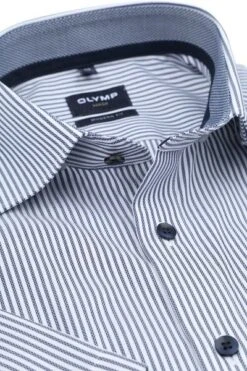 Olymp Luxor Shortsleeve Overhemd Strepen Navy -Kleding Verkoop 77458 2 1