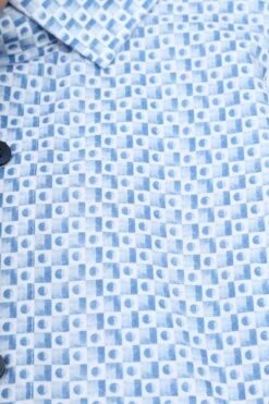 Olymp Luxor Shortsleeve Overhemd Blokken Blauw -Kleding Verkoop 77459 3 1