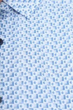 Olymp Luxor Shortsleeve Overhemd Blokken Blauw -Kleding Verkoop 77459 3