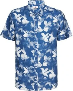 Petrol Short Sleeve Overhemd Bloemen Blauw