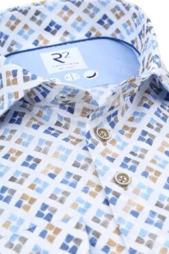 R2 Overhemd Print Blauw Groen -Kleding Verkoop 77590 2