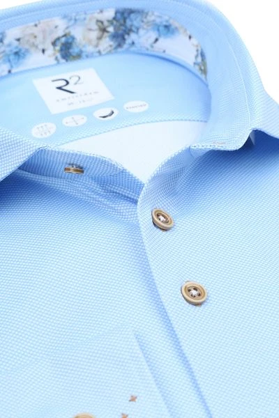 R2 Knitted Piqué Overhemd Lichtblauw 4 R2 Knitted Piqué Overhemd Lichtblauw - Image 2