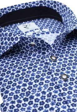 R2 Knitted PiquÃ© Overhemd Bloemen Blauw -Kleding Verkoop 77593 2 1