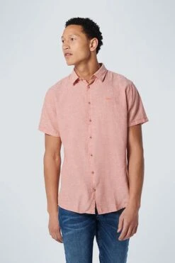 No-Excess No Excess Short Sleeve Overhemd Linnen Zalmroze -Kleding Verkoop 77713 2