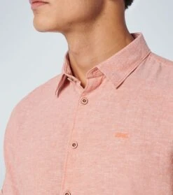 No-Excess No Excess Short Sleeve Overhemd Linnen Zalmroze -Kleding Verkoop 77713 5