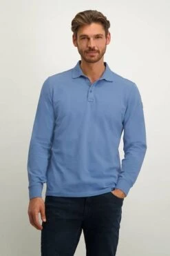 State Of Art Pique Longsleeve Polo Logo Blauw -Kleding Verkoop 77768 2 1