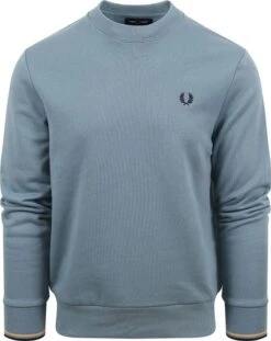 Fred Perry Sweater Logo Mid Blauw